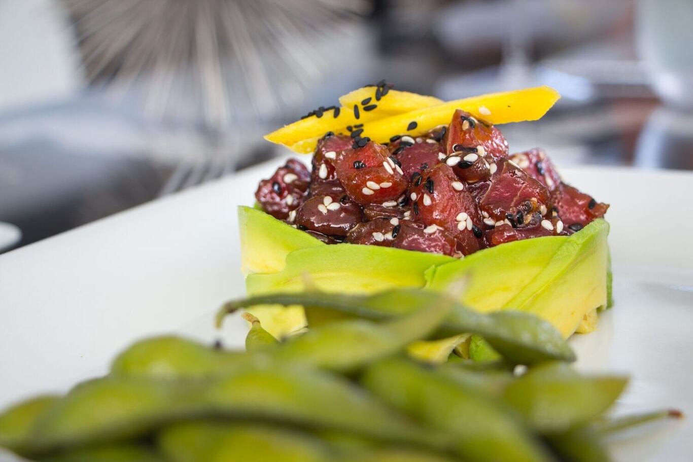 Poke bowl with edamame